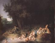 REMBRANDT Harmenszoon van Rijn Diana bathing with her Nymphs,with the Stories of Actaeon and Callisto (mk33) china oil painting reproduction